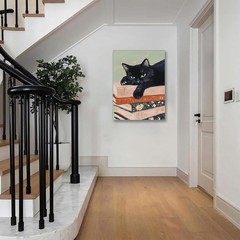 Charming Framed Black Cat Wall Art – Perfect Gift for Cat Lovers 12×16