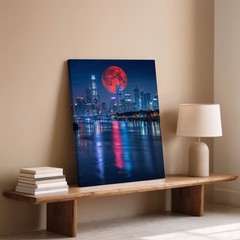 Wall Art Vibrant City Skyline At Night, Showcasing Canvas Print Canvas