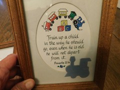 Lot 3 Vtg Framed & Cut out Mat TRAIN UP A CHILD Blessed are the Gentle Proverbs