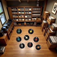 8Pcs 9in Colorful Vinyl Records Decor Wall Stickers, Album Cover Posters Vint…