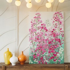 Pink And White Floral Canvas Wall Art Romantic Spring Garden Flowers Decor Print