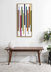 Sylvie Color Block Stacks Framed Canvas Wall Art – 18×40 Retro Modern Decor