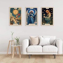 Tarot Wall Art Vintage Tarot Card Poster The Sun Moon Hermit Empress Prints G…