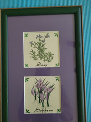 Sage Saffron Oregano & Mint in Purple Matte w/Green/Gold Frame 8.5″ x 22.5″ x 1