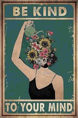 Inspirational Boho Wall Art – «Be Kind to Your Mind» Tin Metal Signs Poster 12×8