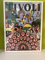 Vintage Original Gunvor Ask Tivoli Denmark Travel Poster Framed 25” W x 33.25” T