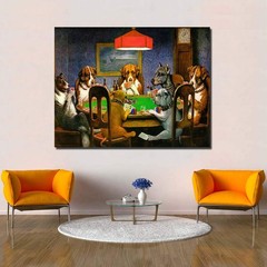 Canvas Print Wall Art – Pokers Dogs Dogs Playing Cards – Wall Decor Modern Ar…
