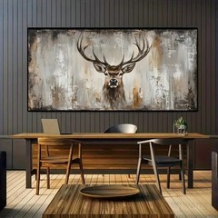 Abstract Deer Canvas Wall Art Rustic Wildlife Canvas Painting Home Decor Picture