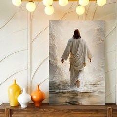 Wall Art Religious Figure Walking on Water Canvas Print Spiritual Home Decor
