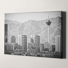 Las Vegas Downtown USA City Nevada Black and White Canvas Wall Art Print