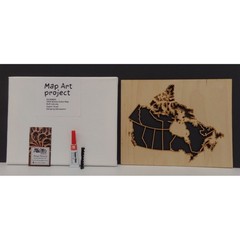 Canada Map Craft Kit Natural Wood Laser Cut & Canvas 8×10 Wall Decor USA #M03