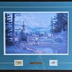 The Fly Caster Fishing Picture by Brett Smith, Beautiful Art, Fish Lure & Stamp