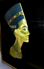 Vintage Egyptian King Tut and Queen Nefertiti Foil Wall Art Images- Gold Framed