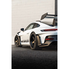 Porsche 911 GT3 RS Poster White Race Car Automotive Wall Art Print