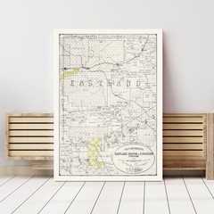 Old Map of Eastland County, TX 1890 – Vintage Texas Art