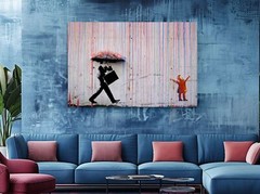Banksy Colored Rain Canvas Print – Ready to Hang Wall Art for Home Decor