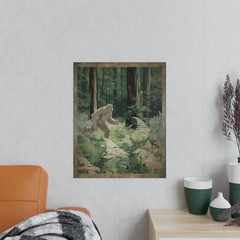 Vintage YETI Sasquatch Wall Art, Bigfoot Jungle Nature Decor, Cryptid Tree Print