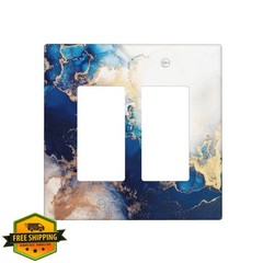 Wpshijia Art Marble Rocker Wall Plate Blue Gold Fluid Standard