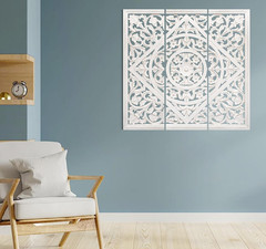 James Symfony Set of 3 Decorative Wall Panels – 36×12 Inch White Art Decor