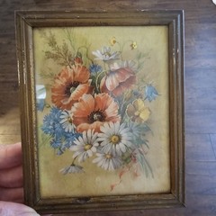 Vintage Botanical Floral Litho Prints Set of 2 Metal Framed Cottage Wall Art MCM