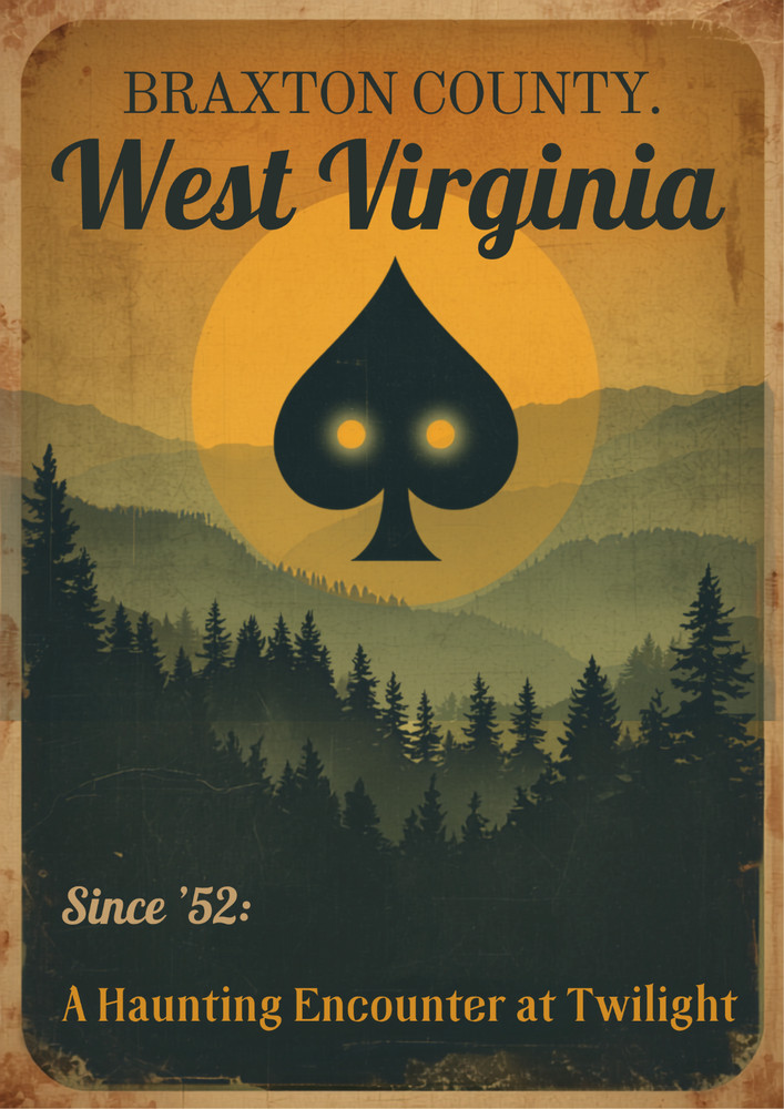Flatwoods Monster Cryptid Wall Collage Postcard Style Poster