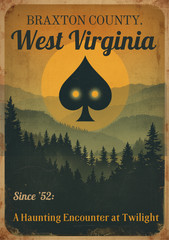 Flatwoods Monster Cryptid Wall Collage Postcard Style Poster