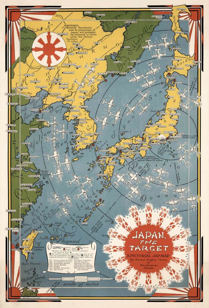 Pictorial WWII Battle Map of Japan Military War History Home School Wall Poster