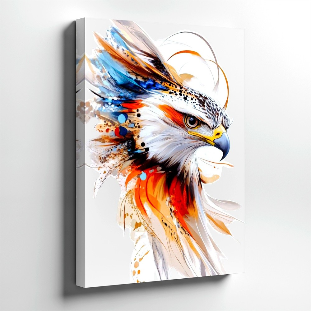Wall Art Abstract Eagle Head Canvas Print Colorful Bird Portrait Modern Decor