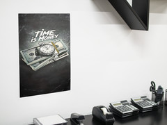 TIME IS MONEY Motivational Wall Vinyl Decal Poster Print (Removable Adhesive)
