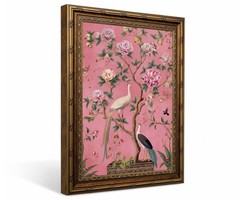 Framed Chinoiserie Floral Bird Wall Art Vintage Botanical Peony Painting Prin…