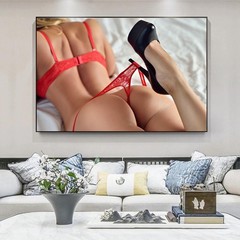 Sexy Woman Red Lingerie Canvas Painting Print Poster Canvas Wall Art Home Decor