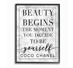 Stupell Industries Beauty Begins Once You Decide to Be Yourself White Marble Typ