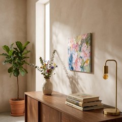 KKJ Pink Abstract Canvas Wall Art, 12 x 16 Inches 16″L x 12″W,
