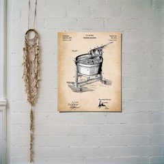 Vintage Laundry Room Canvas Decor, Patent Vintage Washing Machine Poster – 16×20