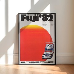 Porsche 956 Fuji 6 Hours 1982 Rothmans Vintage Racing Poster Wall Art Decor Prin