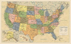 Laminated United States Map Poster – US Map Wall Chart – Made in the USA [Yellow