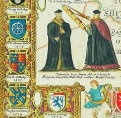 Ancient Old 1610 Antique Rare Map Of Cambridge; 100% Cotton Canvas Wooden Hanger
