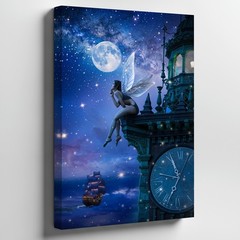 Whimsical Night Scene Featuring A Fairy With Delicate, Translucent Wall Art