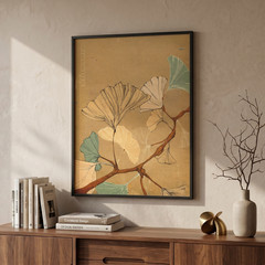 Ginkgo Biloba Leaf Poster Vintage Botanical Wall Art Print Boho Home Decor