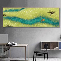 Panoramic Cute Mint Green & Turquoise Abstract Canvas Wall Art Home Decor
