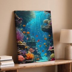 Underwater Coral Reef Canvas Art Tropical Ocean Fish Marine Life Wall Home Decor