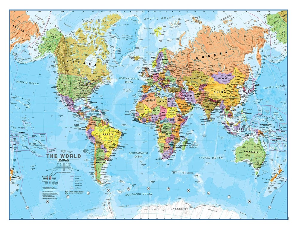 Laminated World Map – 17″ x 22″ – Map of the World – 2025 Updated – Detailed …