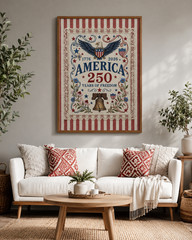 Retro America 250 Years Anniversary Poster 4th of July Patriotic