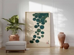 Japanese Lotus Art Print, Minimalist Zen Wall Art, Vintage Botanical Poster