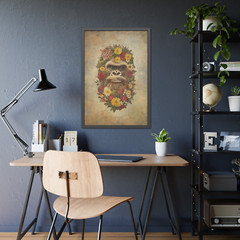 Vintage SASQUATCH FLOWERS Wall Art, Bigfoot Floral Poster, Yeti Botanical Decor