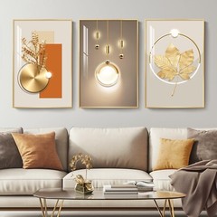 Framed Modern Luxury Gold Wall Art, Set of 3 Piece Contemporary Paintings Art…
