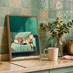 Vintage Cheetah Wall Art Funny Sleepy Leopard Sofa Wall Decor Picture Trendy …