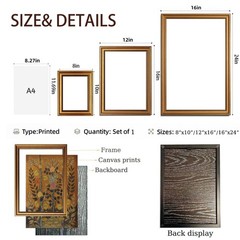 Boho Wall Art Gold Framed Canvas Print Floral Botanical Decor 8x10in