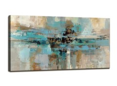 DZL Art A74762 Canvas Prints Abstract Wall Art Print Paintings Blue and Brown…