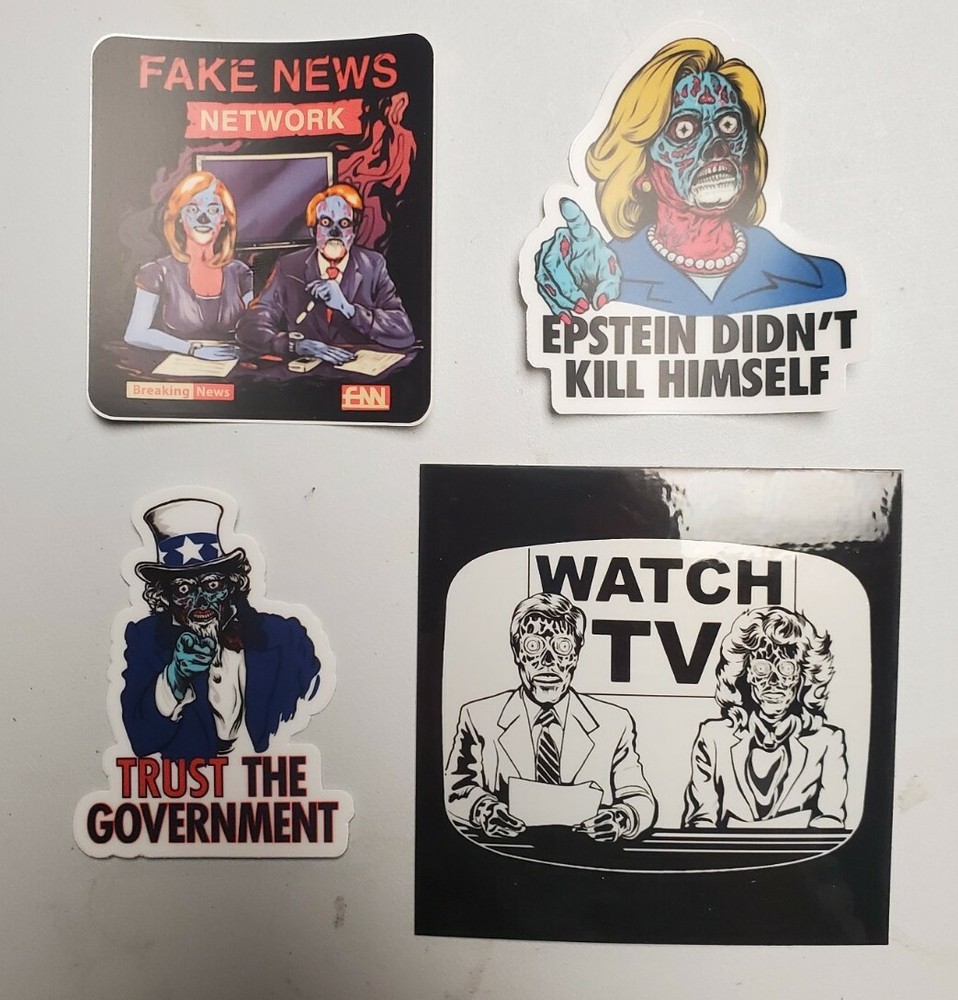 THEY LIVE Movie (1988) STICKERS 4 PACK LOT 🎬 🎞 🎥 🎦 📽 🎟